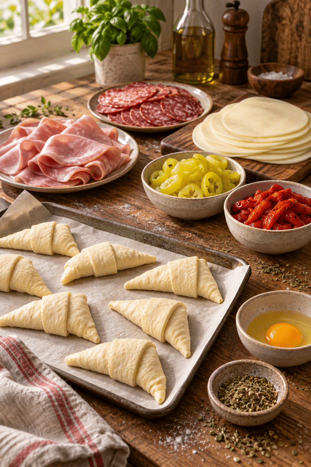 Italian crescent roll sandwich bake ingredients