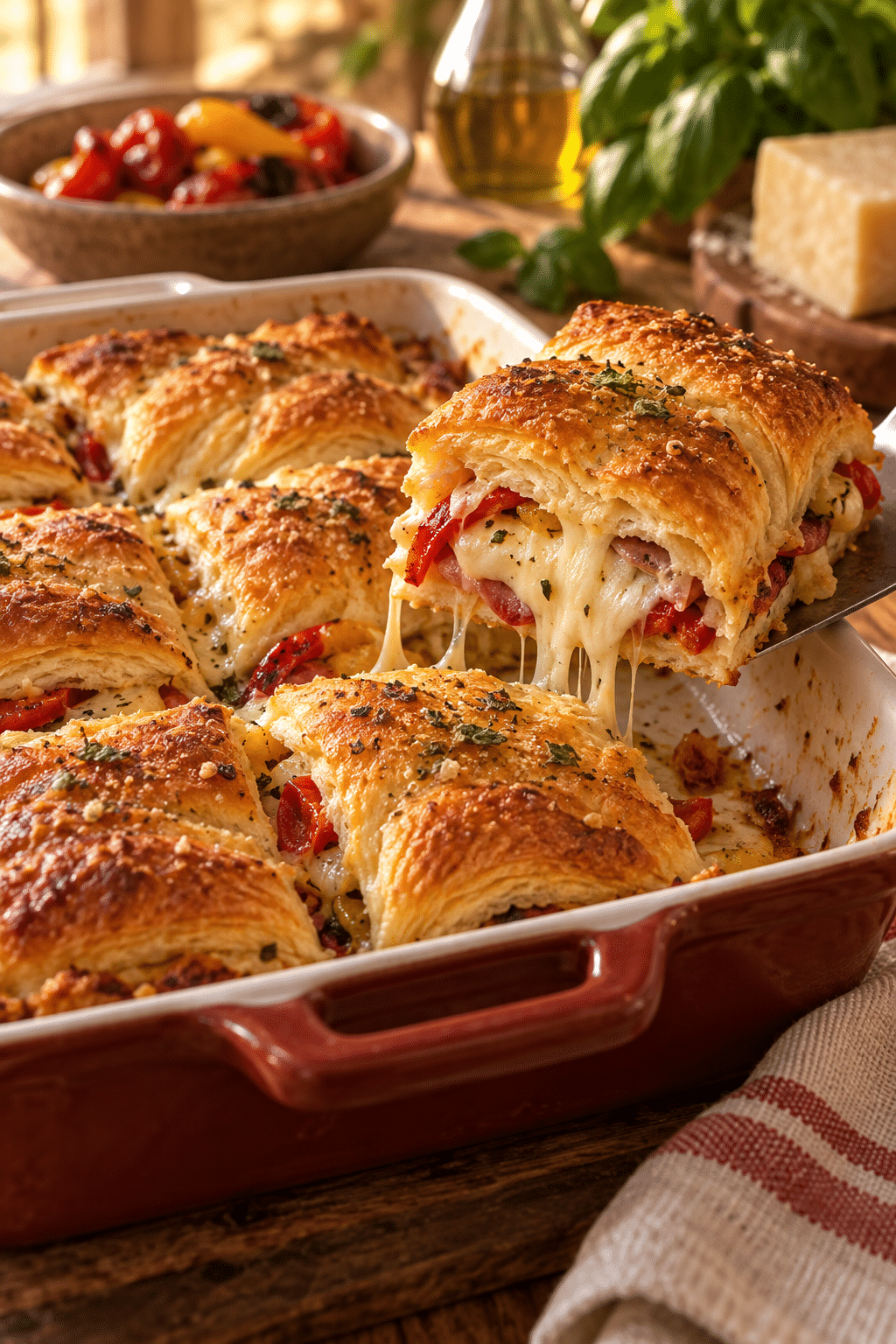 served Italian crescent roll sandwich bake