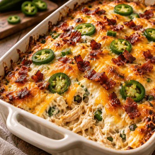 jalapeño popper chicken casserole with bacon