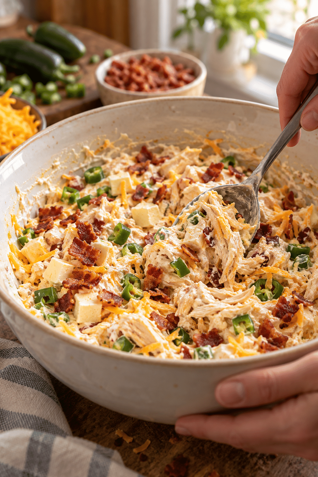 jalapeno popper chicken casserole preparation