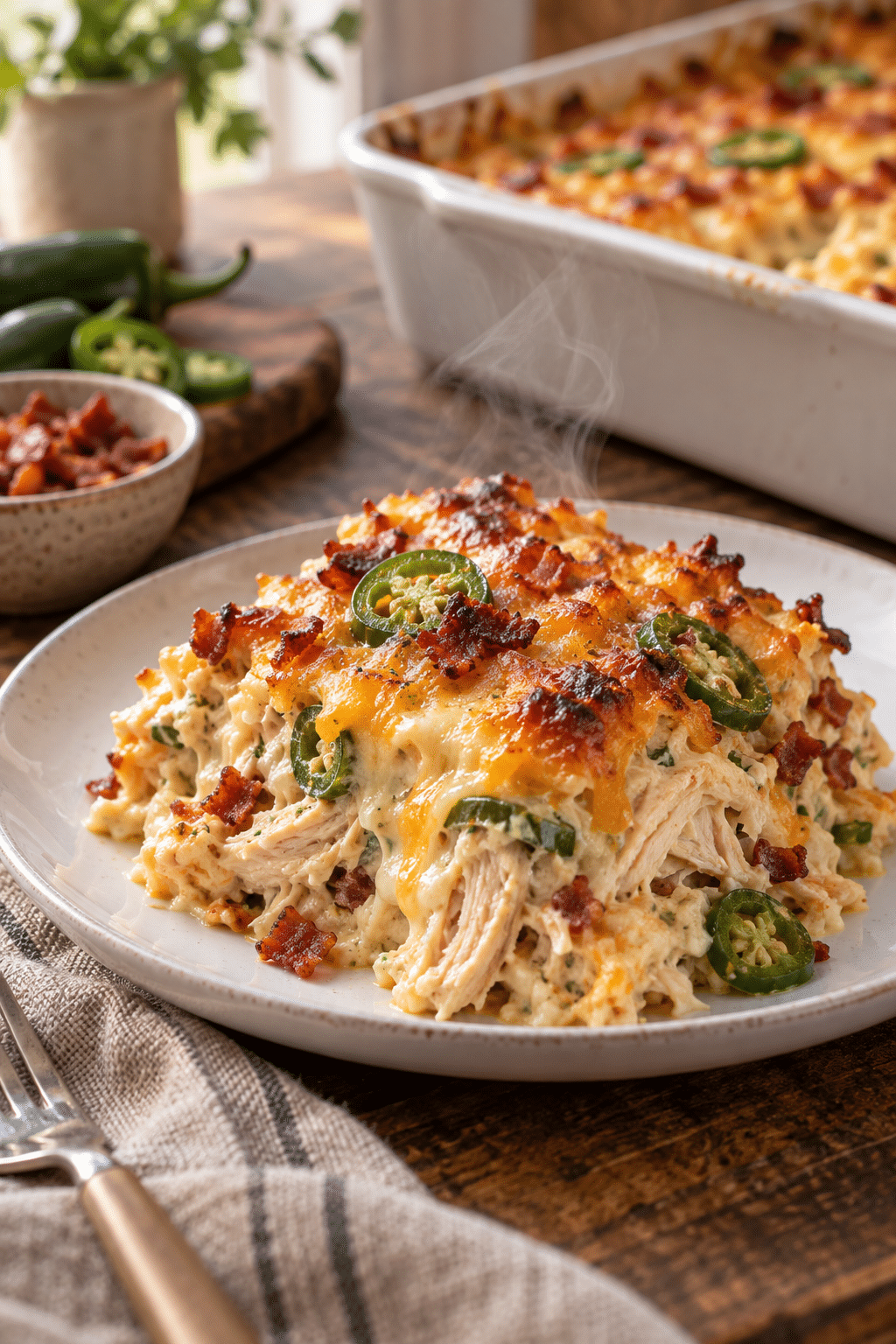 served jalapeno popper chicken casserole
