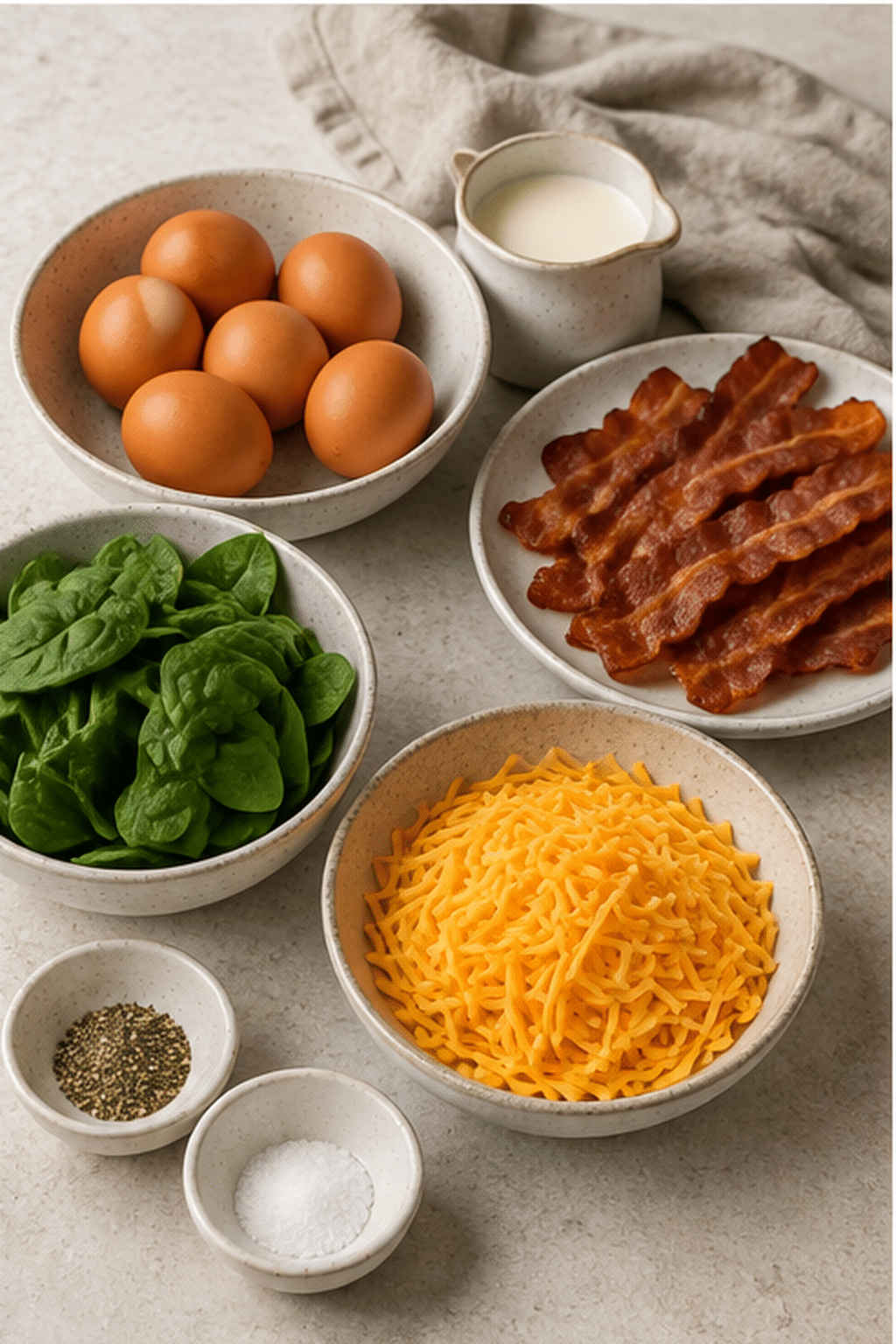 Ingredients measured for keto breakfast casserole