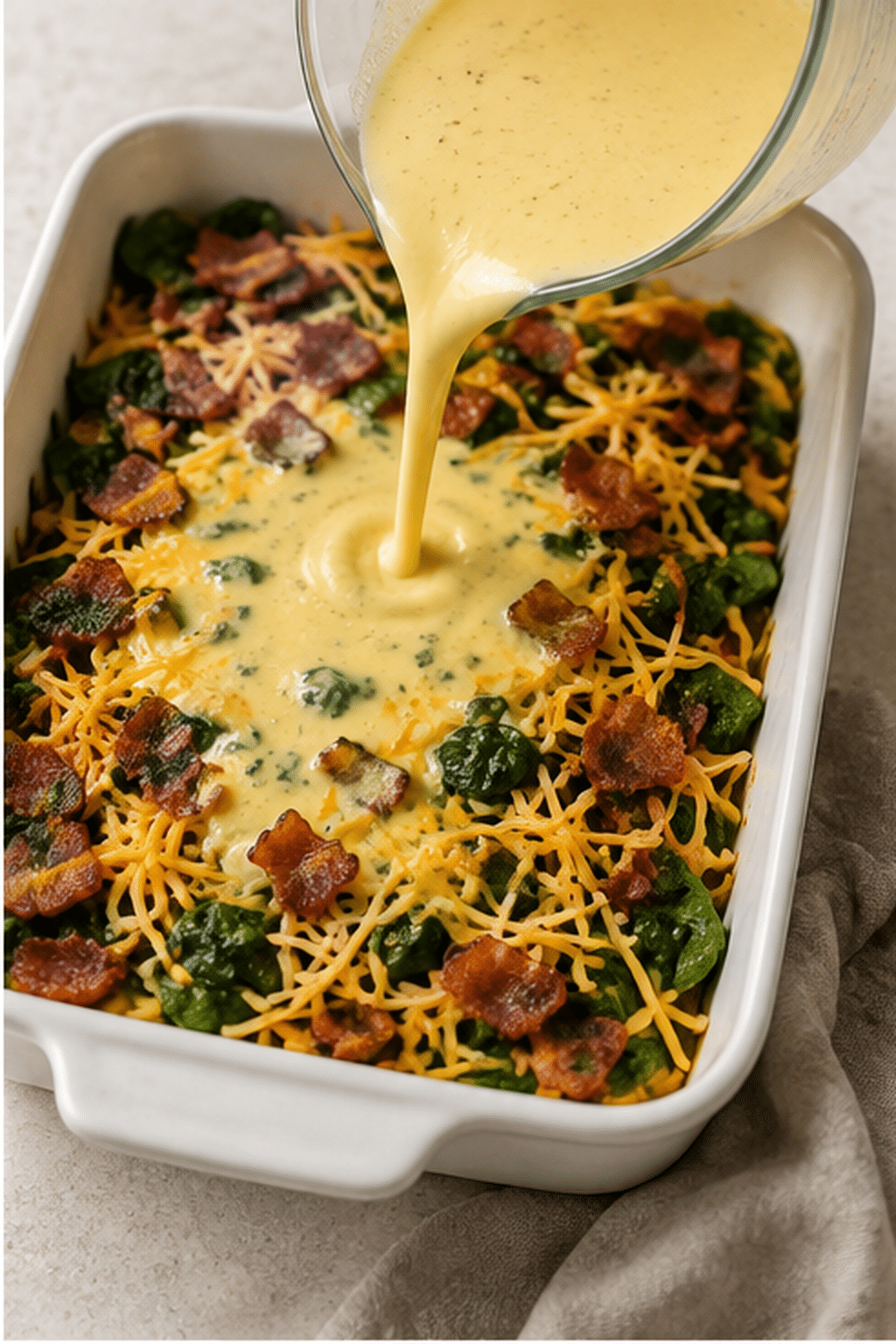 Preparing keto breakfast casserole step by step