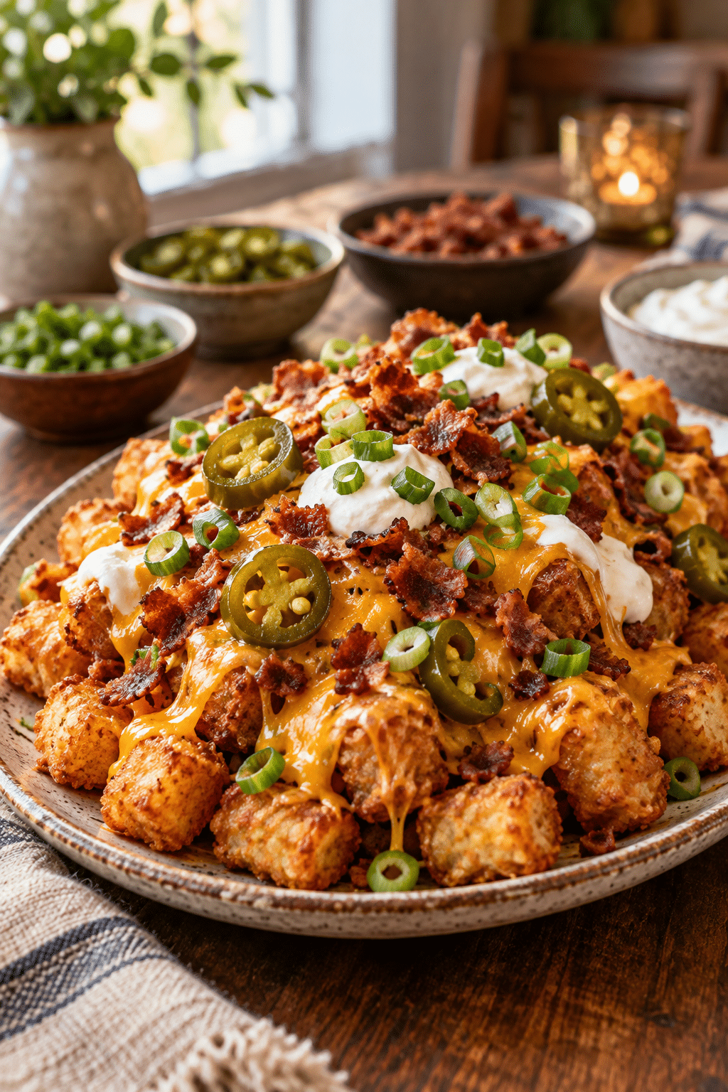 crispy loaded tater tots served hot