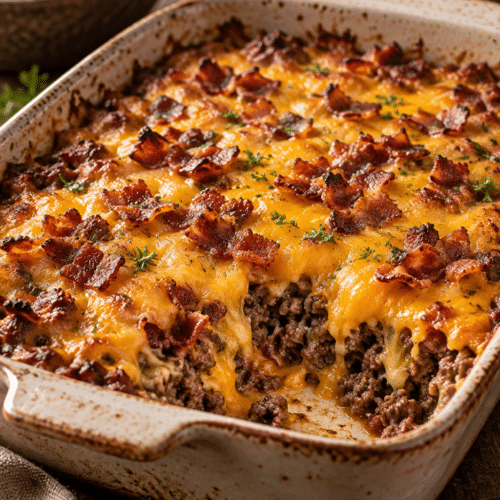 Low carb bacon cheeseburger casserole