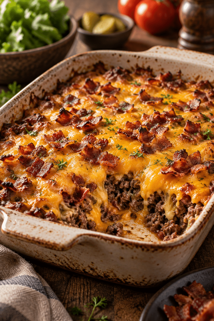 Low carb bacon cheeseburger casserole