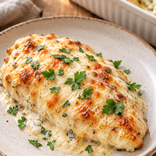 low carb keto garlic parmesan chicken finished dish