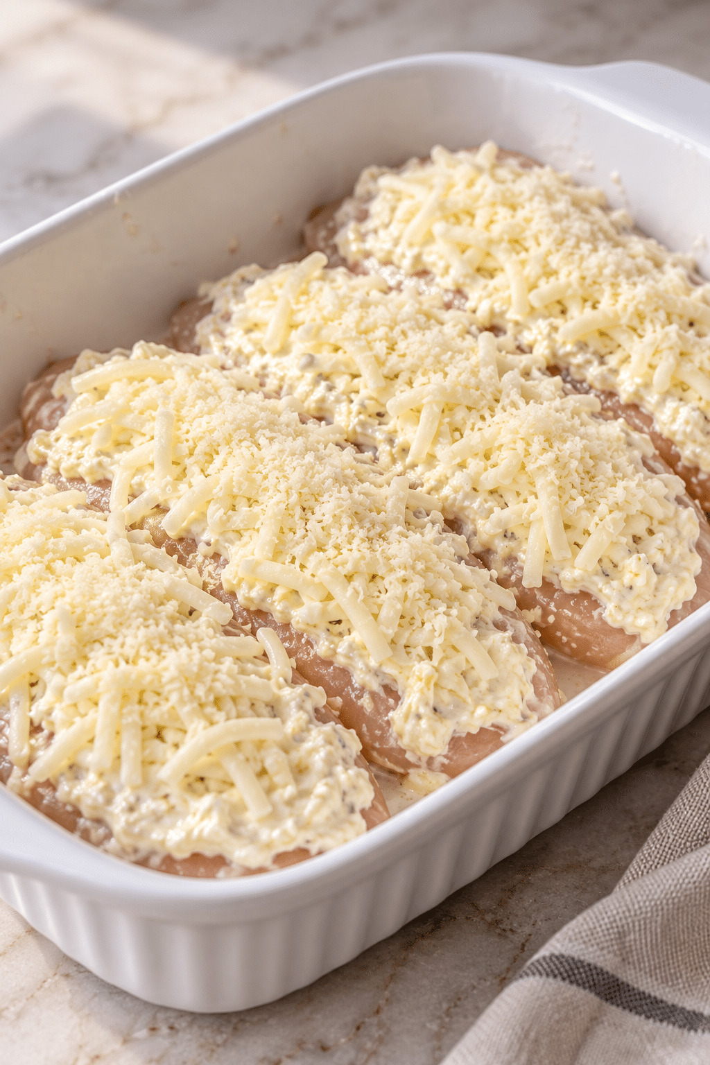 low carb keto garlic parmesan chicken preparation before baking