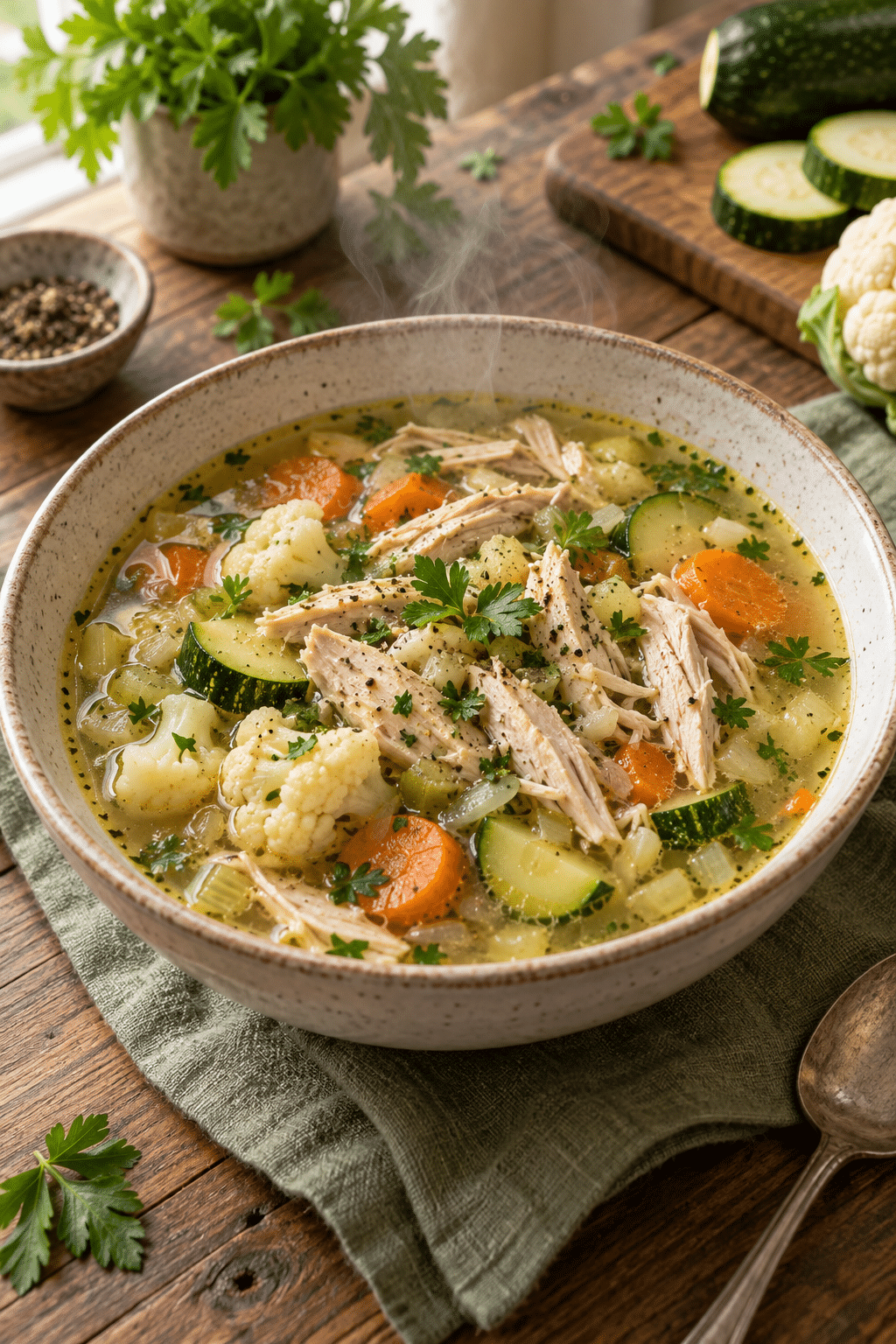 low carb soup with chicken and vegetables