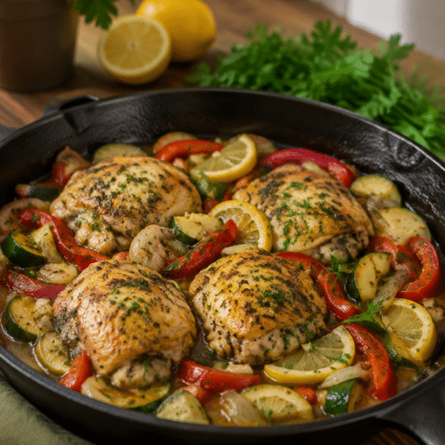 Finished low sodium chicken and vegetable skillet