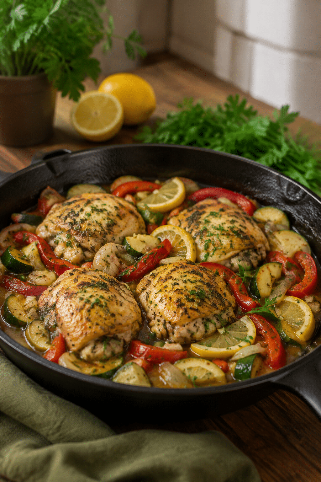 Finished low sodium chicken and vegetable skillet
