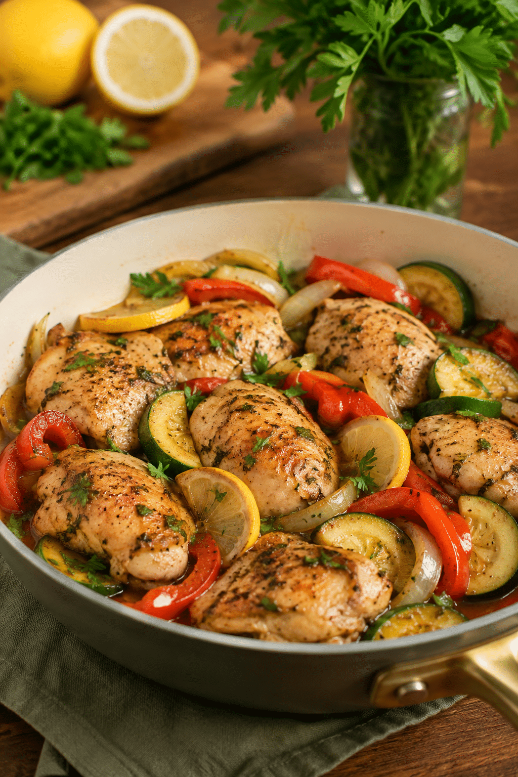 Finished low sodium chicken and vegetable skillet