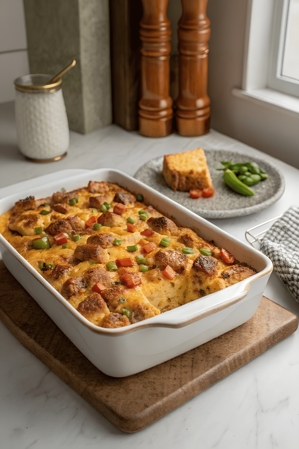 make ahead breakfast casserole baked until golden