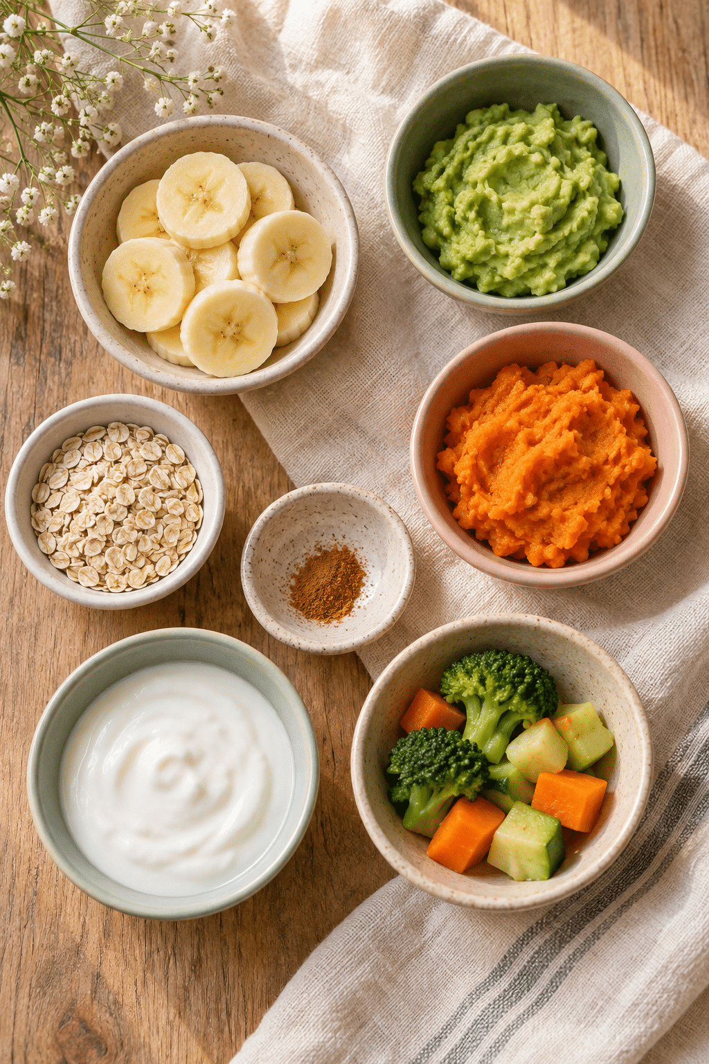baby snacks ingredients arranged for preparation