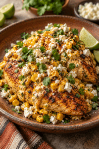 Mexican street corn chicken with creamy corn topping