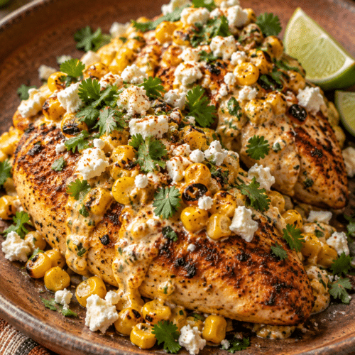 Mexican street corn chicken with creamy corn topping