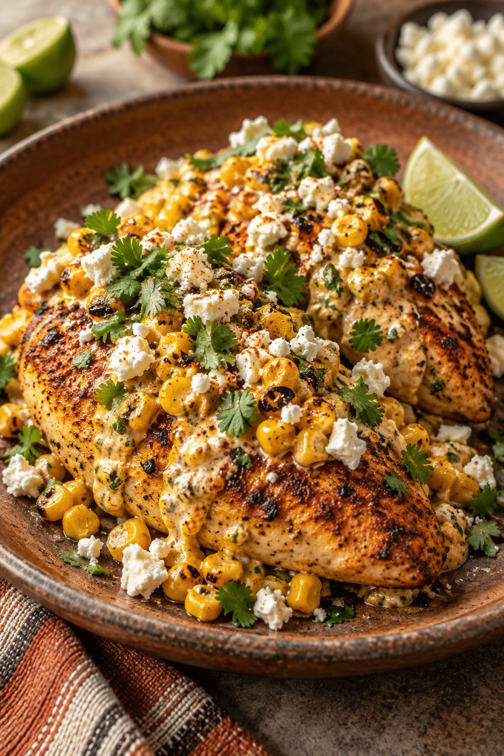 Mexican street corn chicken with creamy corn topping