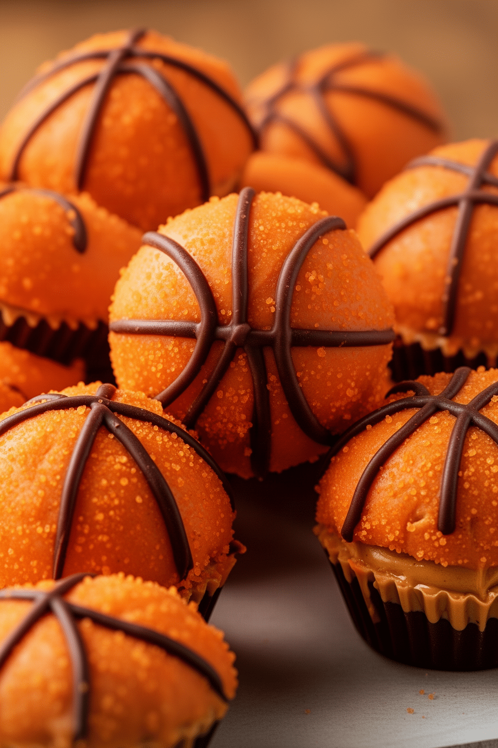 peanut butter cup basketball treats ready to serve