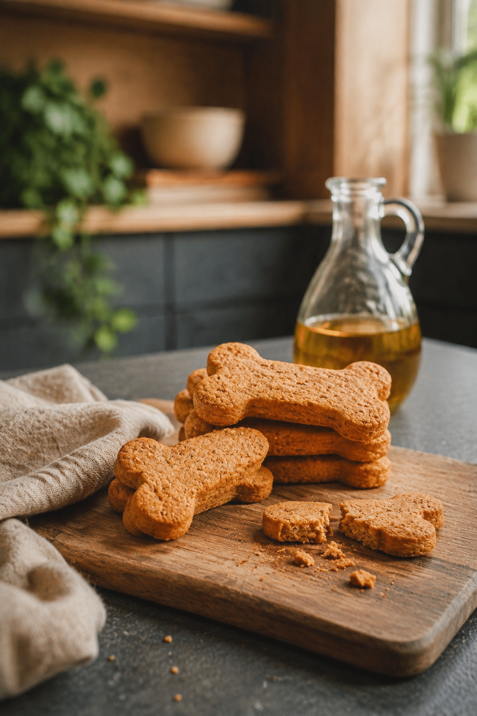 Finished pumpkin oat dog cookies showing their baked texture