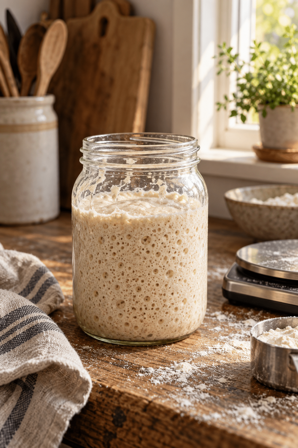 quick sourdough starter with yeast