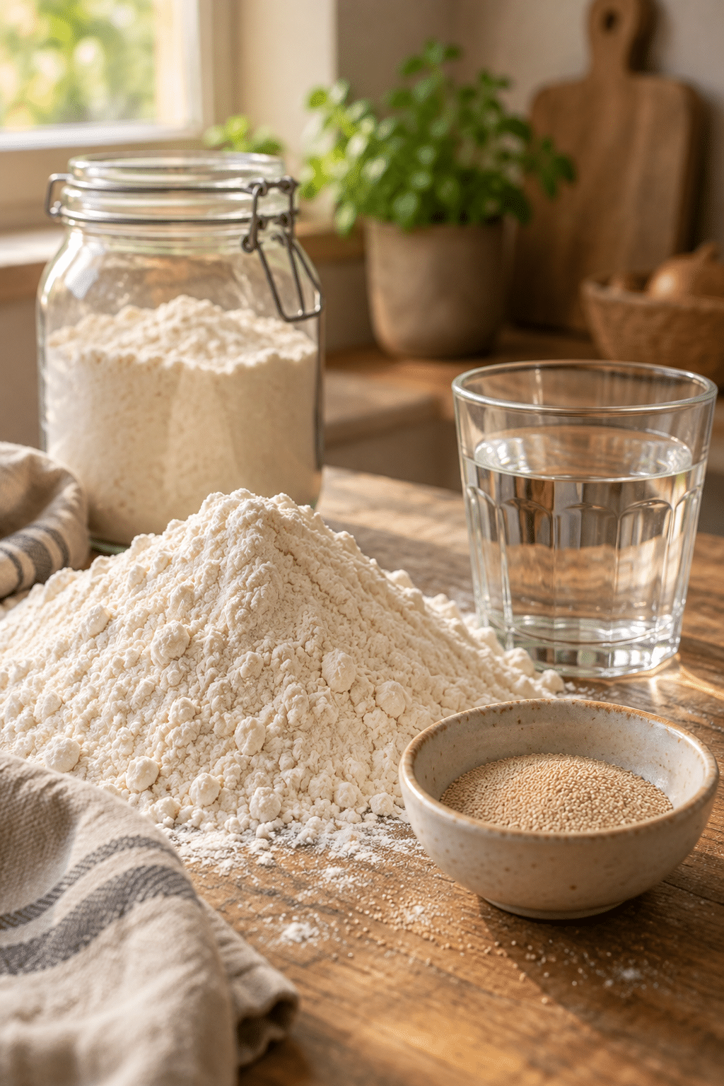 quick sourdough starter with yeast ingredients