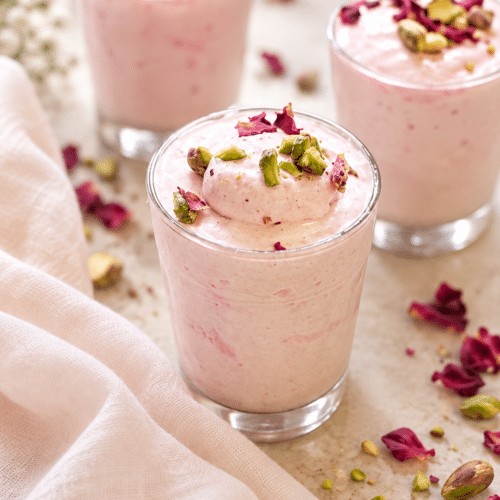 rose milk mousse finished dessert