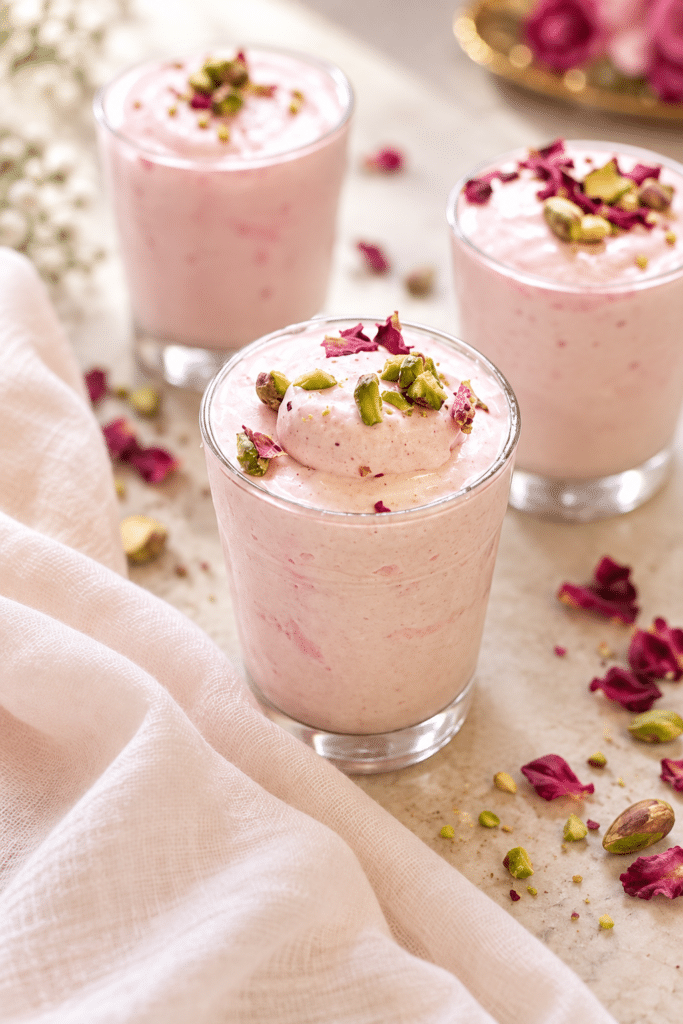 rose milk mousse finished dessert