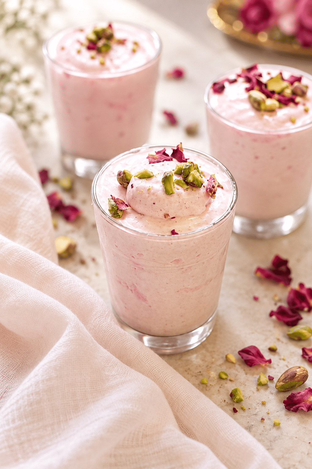 rose milk mousse finished dessert