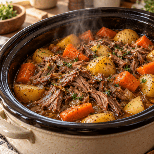 Slow cooker dump meals with beef and vegetables