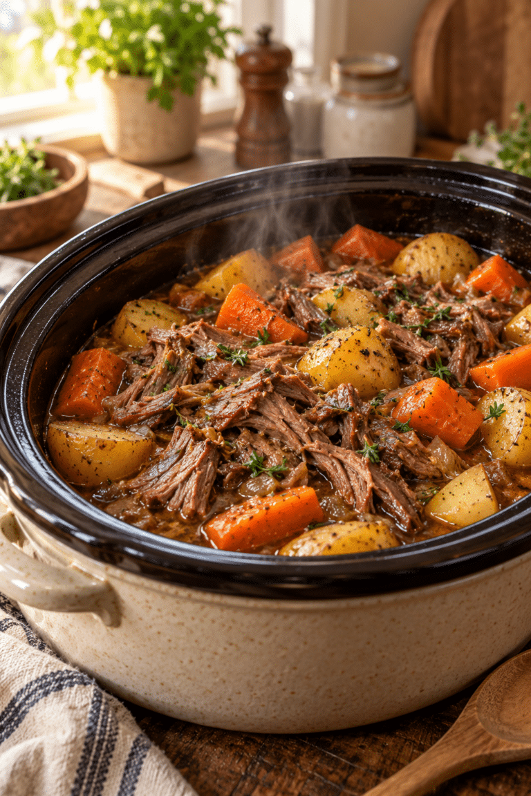 Slow cooker dump meals with beef and vegetables