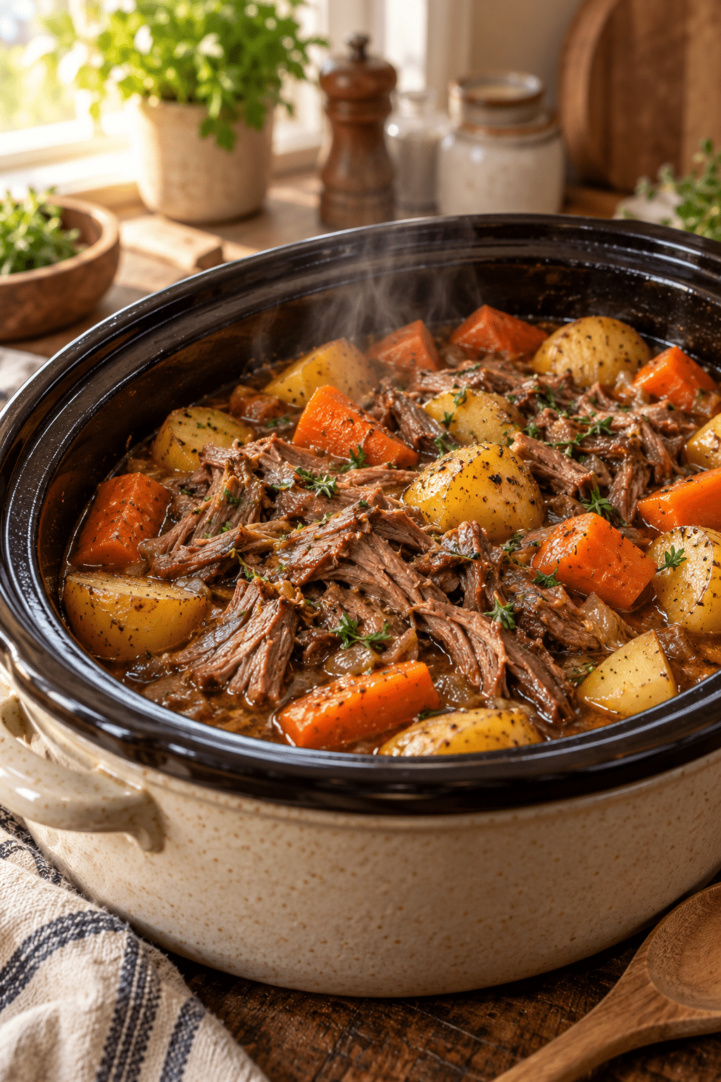 Slow cooker dump meals with beef and vegetables