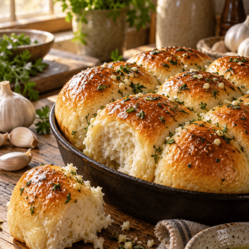 golden garlic bread rolls
