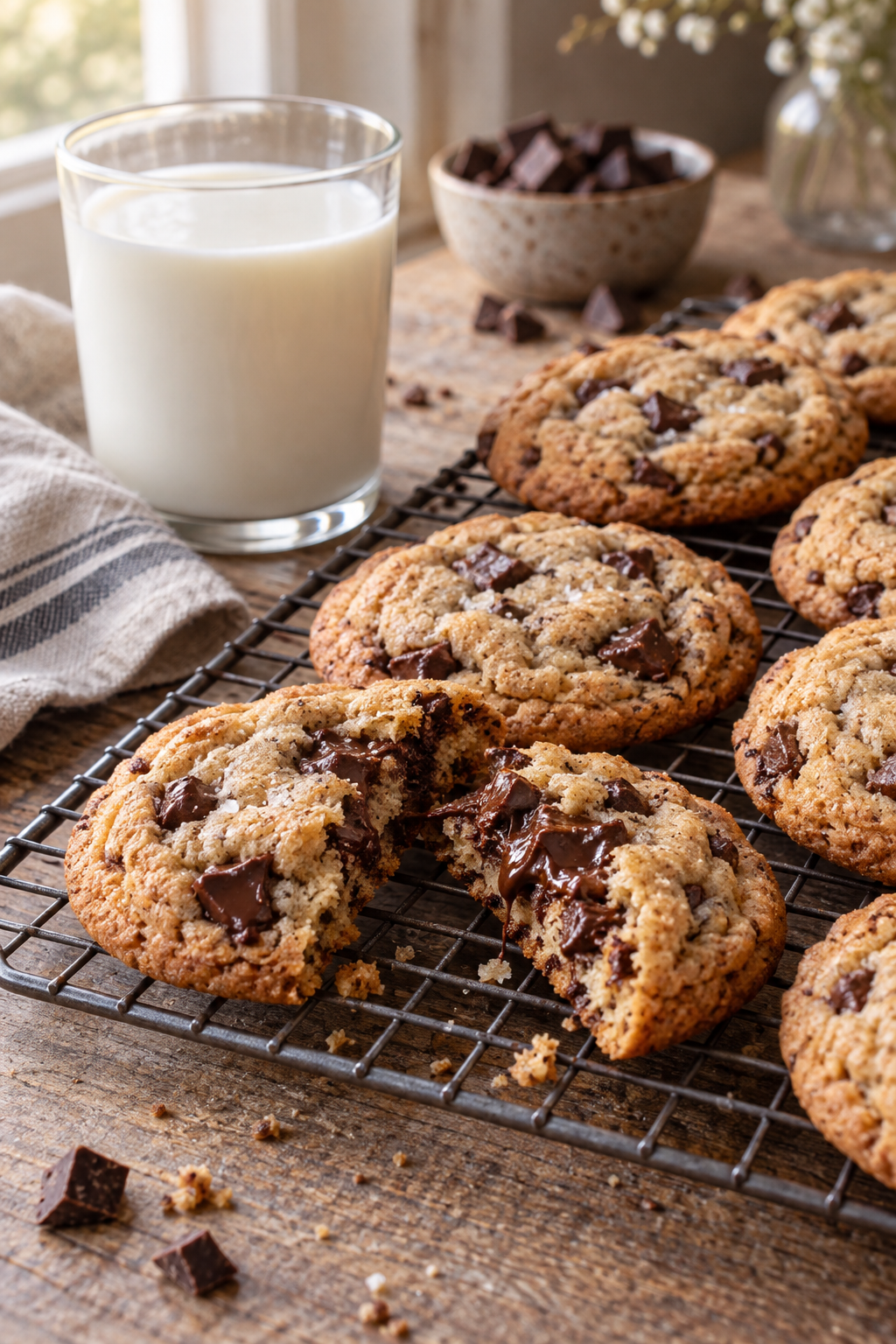 Soft gluten-free chocolate chip cookies ready to serve