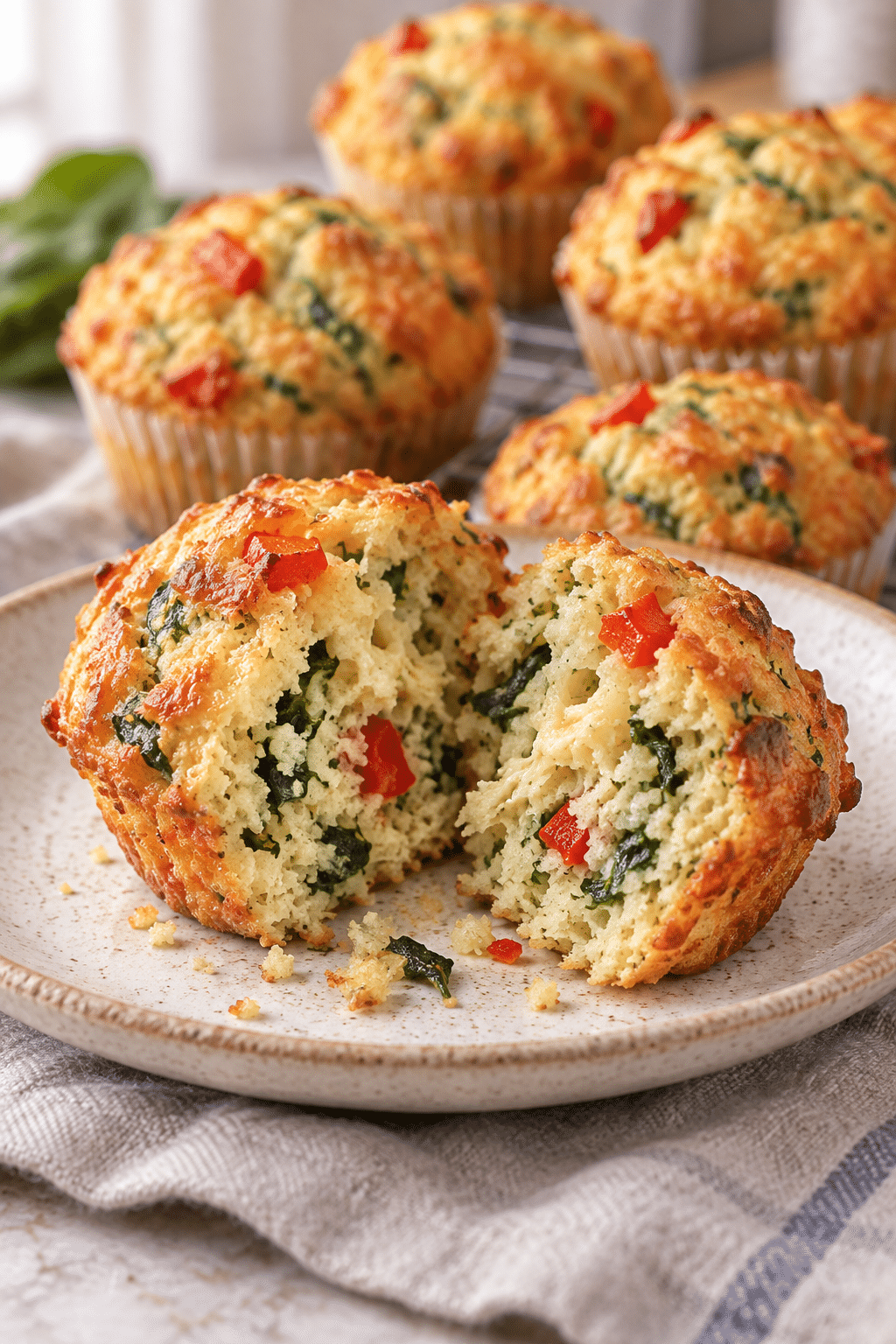 spinach cheese savoury lunchbox muffins served