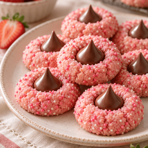 strawberry kiss cookies finished cookies