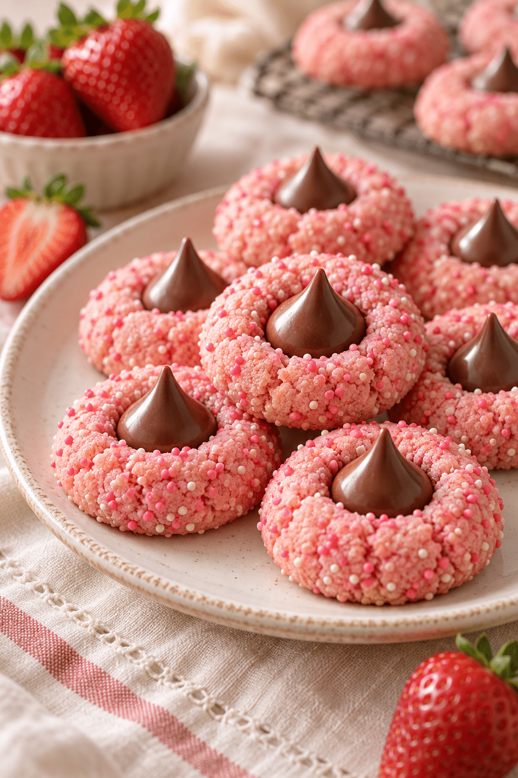 strawberry kiss cookies finished cookies