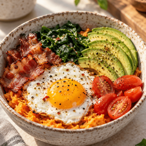 finished sweet potato breakfast bowl