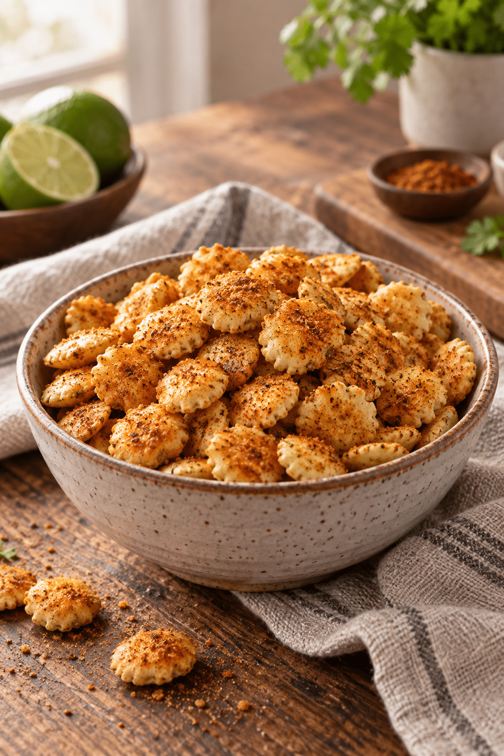 bowl of taco oyster crackers