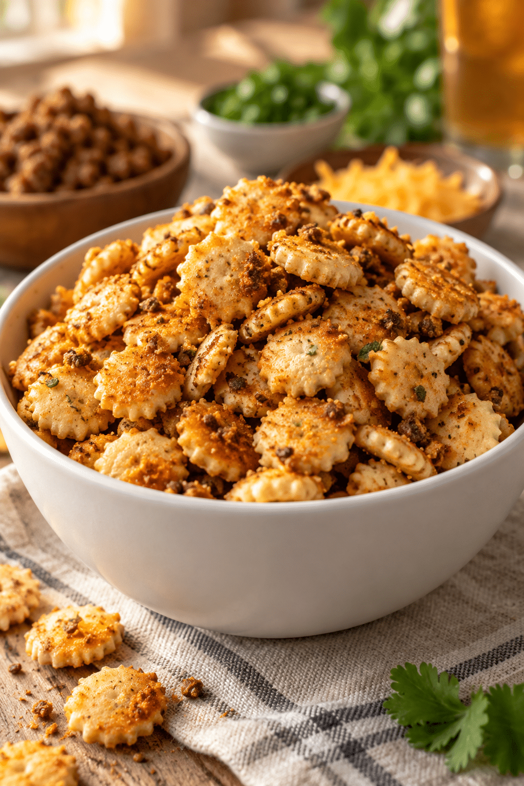 crispy taco oyster crackers ready to serve