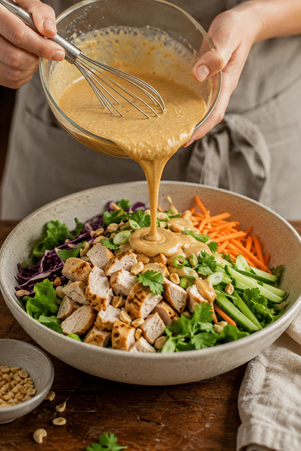 Preparing Thai chicken salad step by step