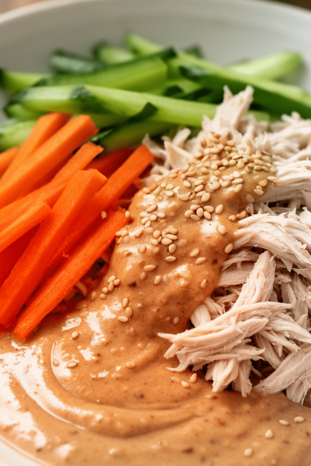 Finished Thai chicken salad shown close up