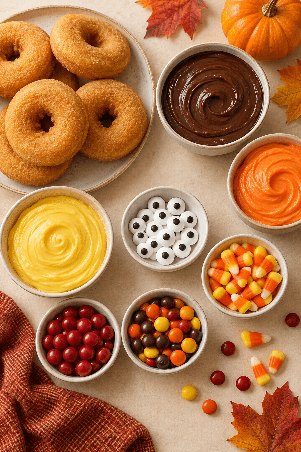 turkey donut ingredients arranged