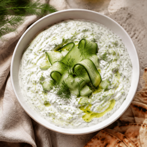 tzatziki sauce recipe greek cucumber sauce finished and ready to serve