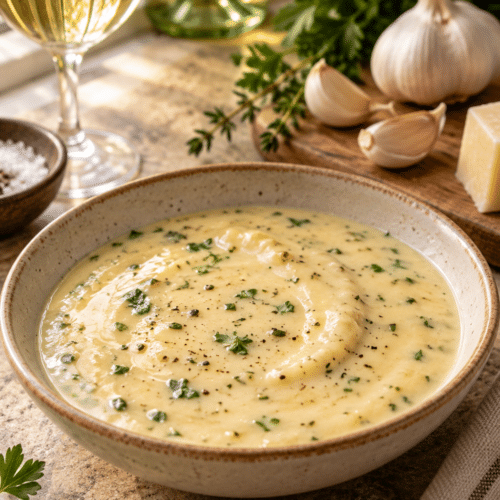 white wine sauce served warm