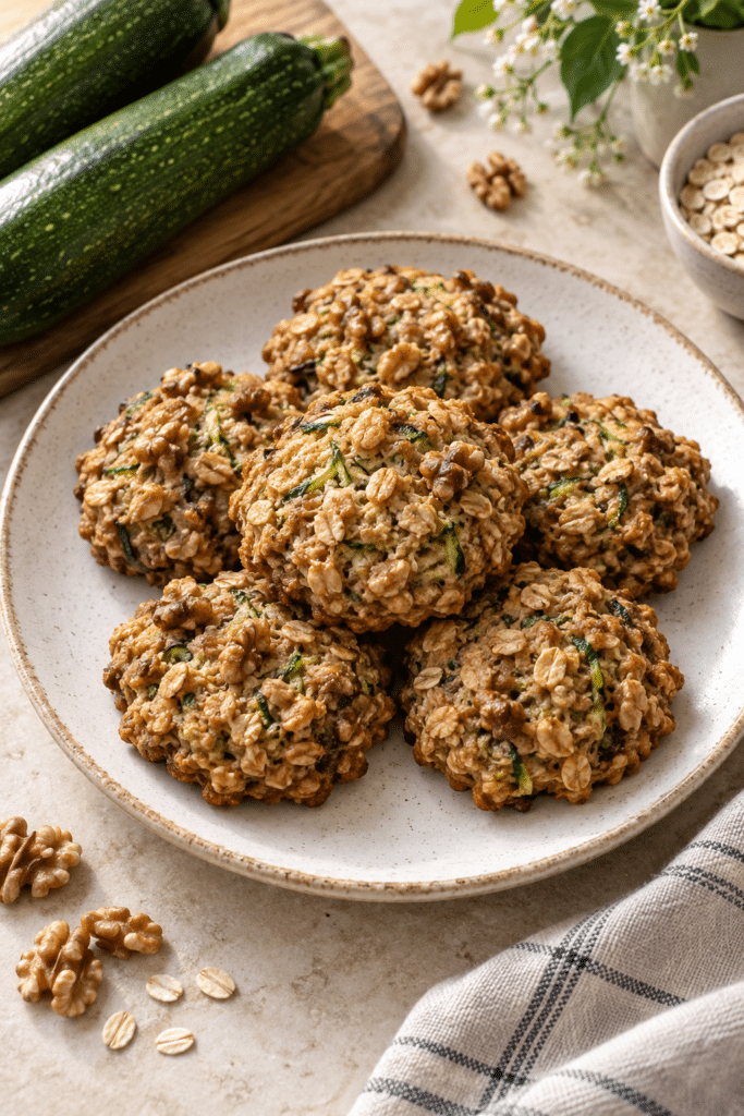 zucchini bread breakfast cookies on a plate