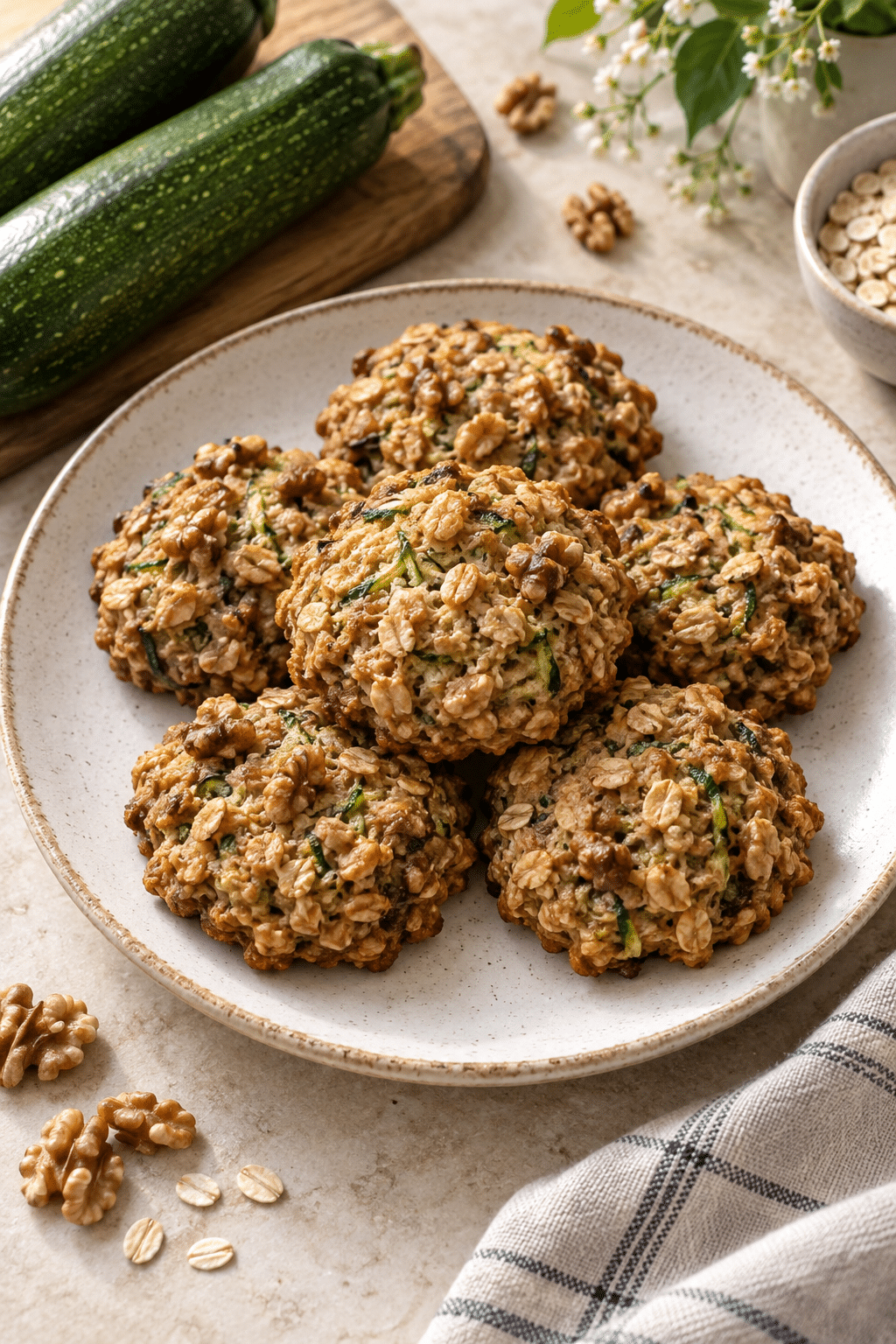 zucchini bread breakfast cookies on a plate
