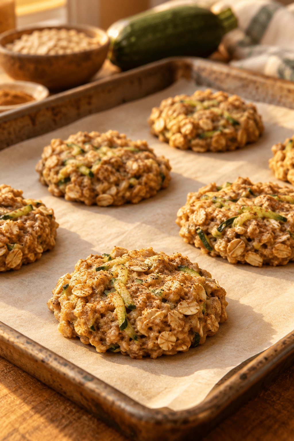 shaping zucchini bread breakfast cookies before baking