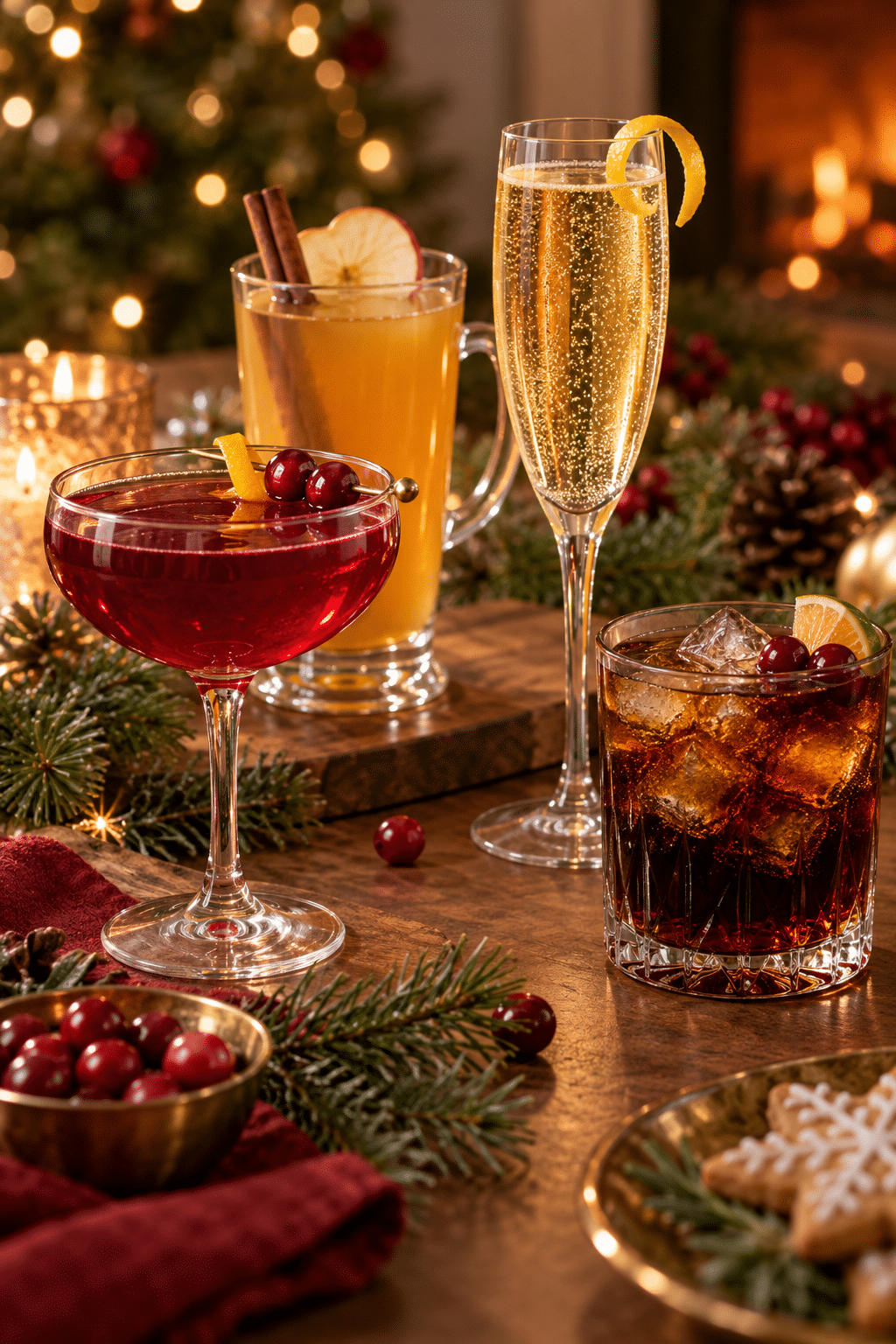 finished 2 ingredient holiday cocktails ready to serve