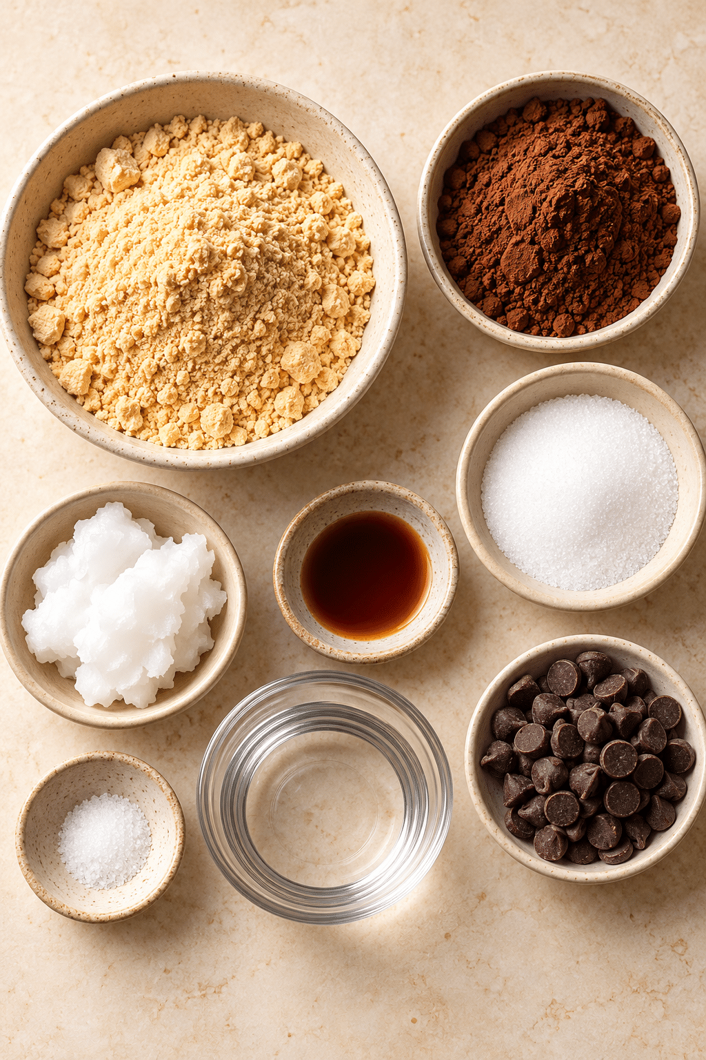 2 minute chocolate truffle ingredients arranged on a counter