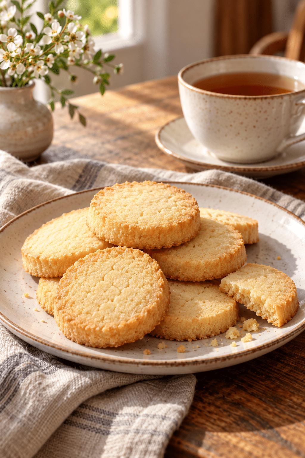 3 ingredient shortbread cookies cooled and served on a plate